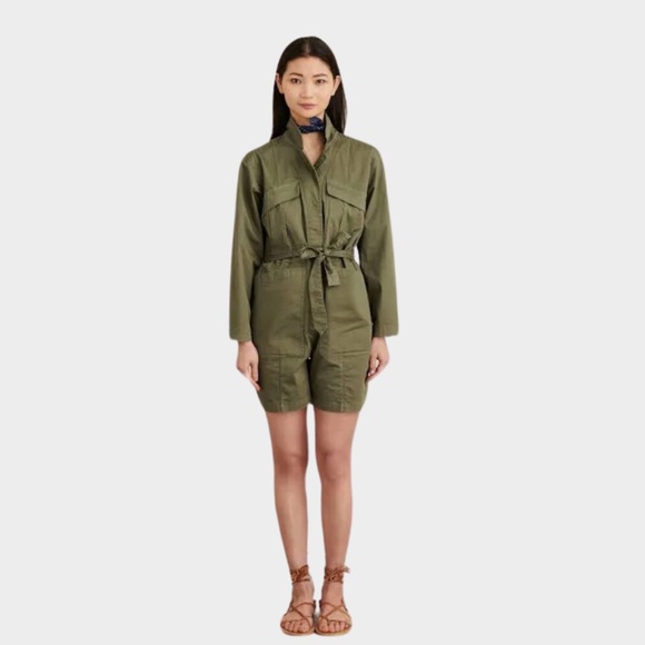 Alex Mill Expedition Short Jumpsuit | Romper | Utility | Army Green | Medium - Picture 2 of 15